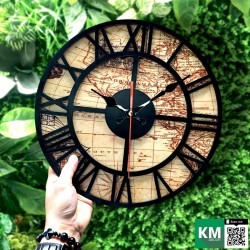 Đồng hồ treo tường trang trí bằng gỗ phong cách cổ điển | Vintage KMDH01