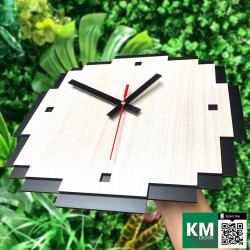 Đồng hồ treo tường decor phong cách pixel bằng gỗ cắt laser | Pixel KMDH04