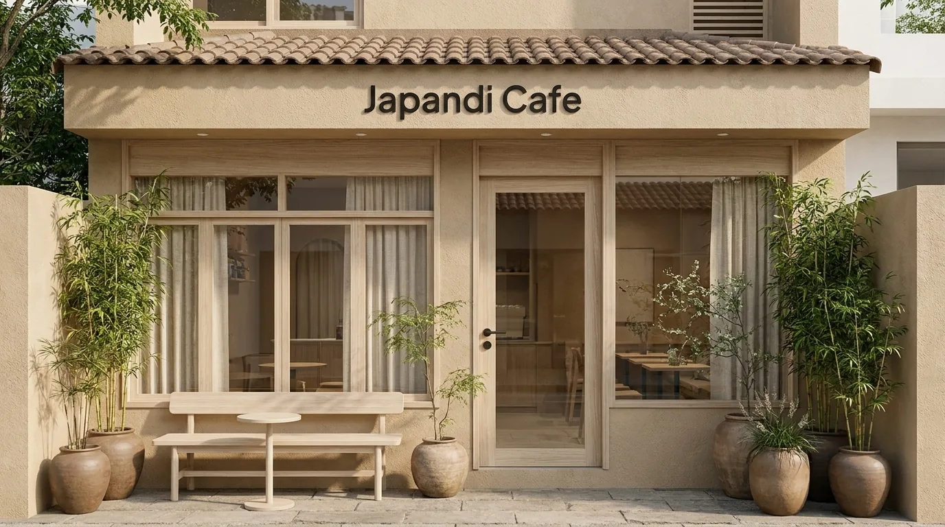 Quán cà phê nhỏ phong cách Japandi kết hợp Nhật Bản và Bắc Âu
