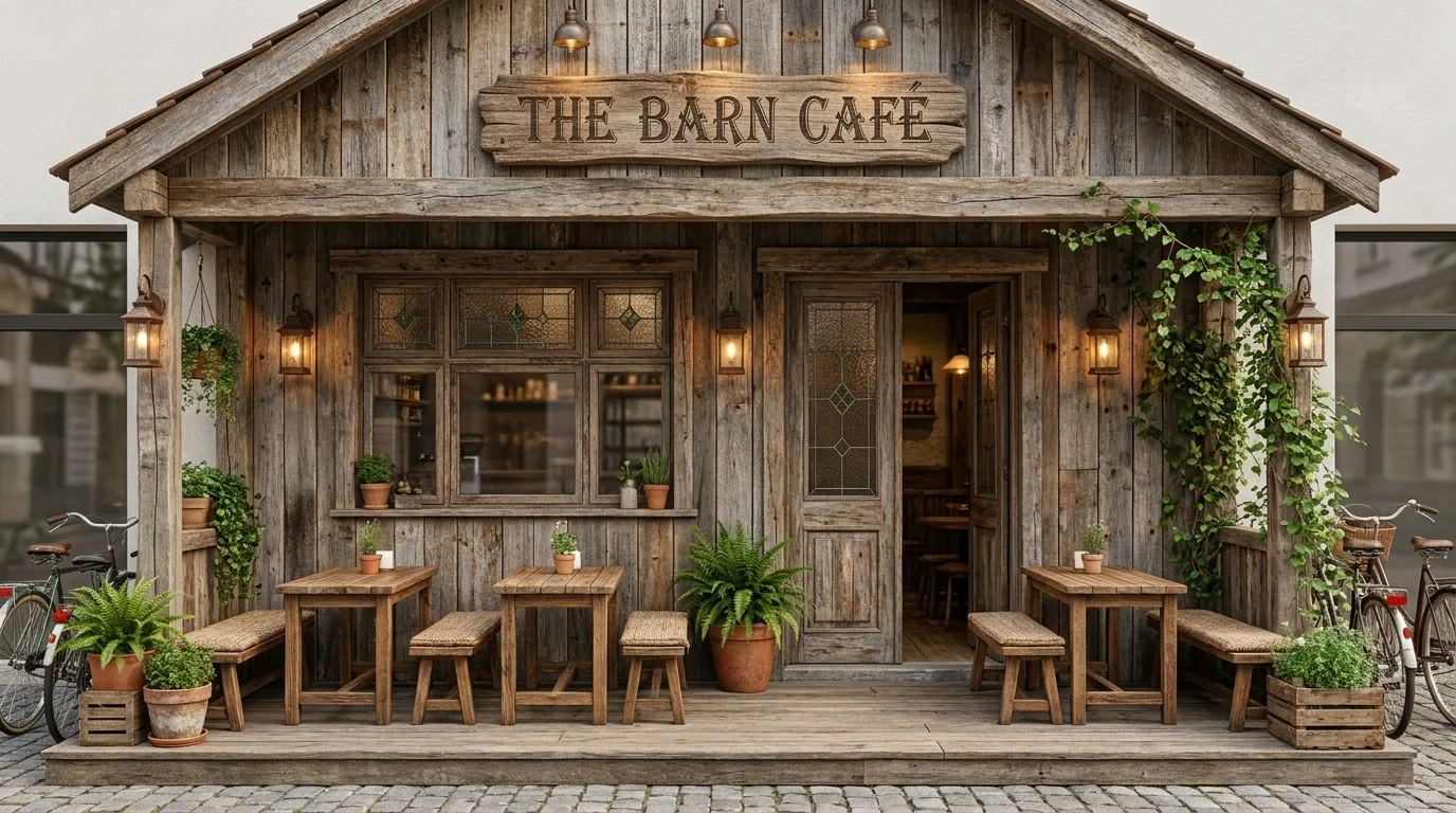 Quán cà phê nhỏ phong cách mộc thô rustic ấm cúng