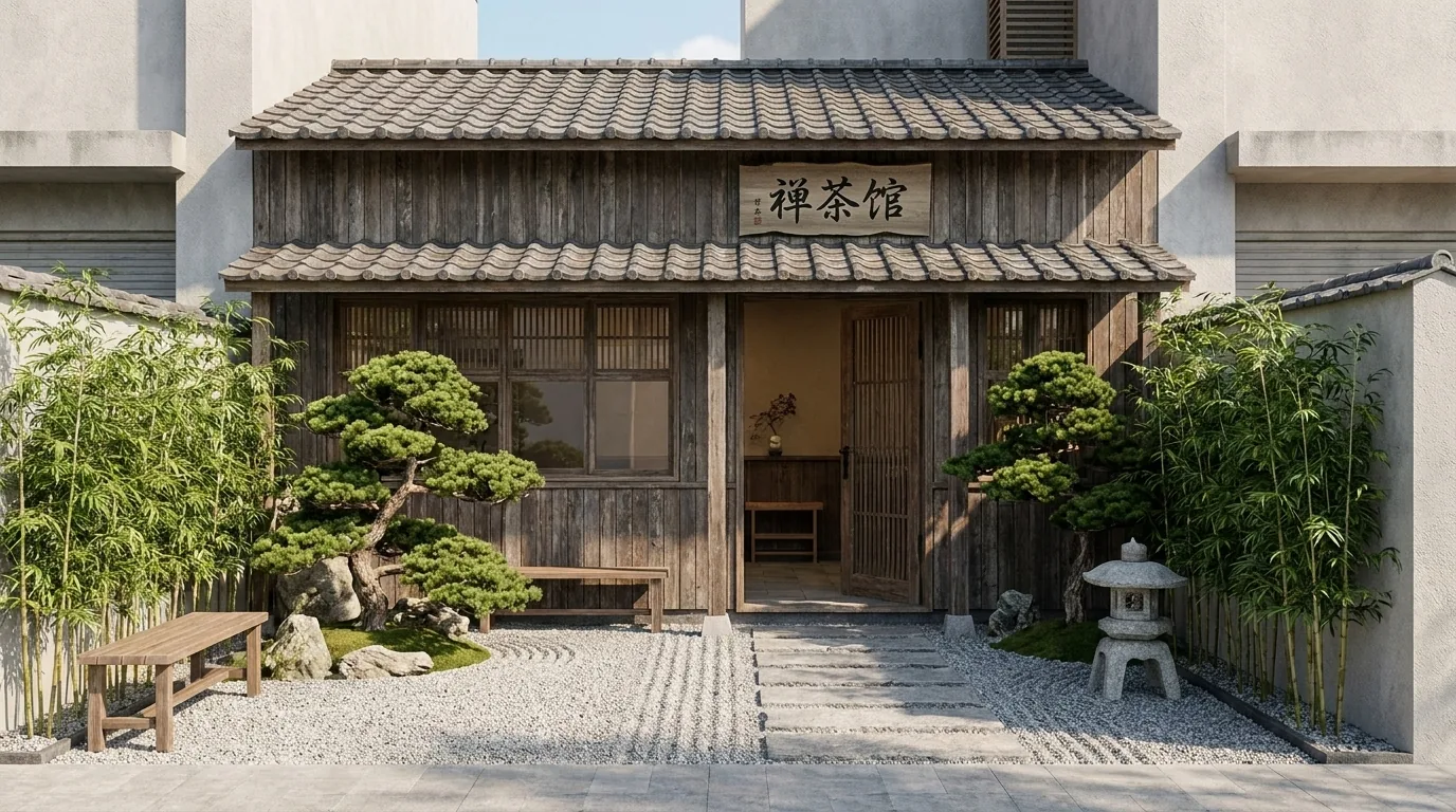 Quán cà phê nhỏ phong cách Zen Garden tối giản thiền định