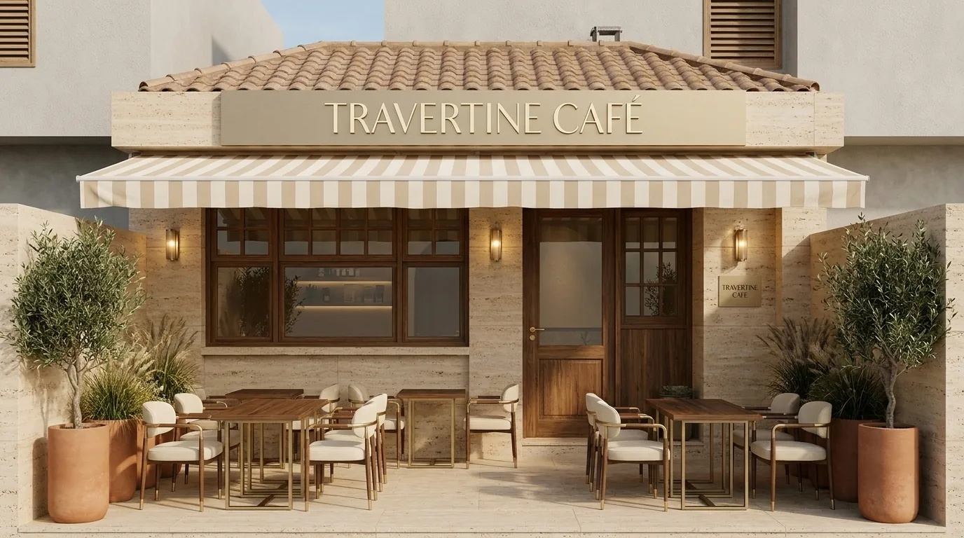 Quán cà phê nhỏ phong cách Soft Luxury pastel sang trọng nhẹ