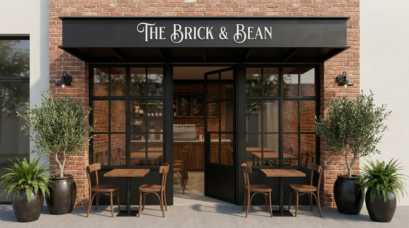 Quán cà phê nhỏ phong cách Brick Loft gạch thô trần cao