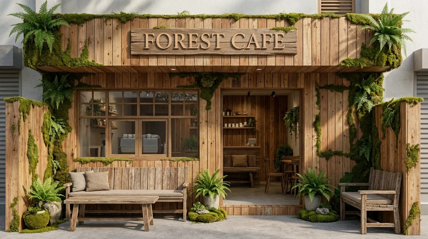 Quán cà phê nhỏ phong cách Forest như giữa rừng cây
