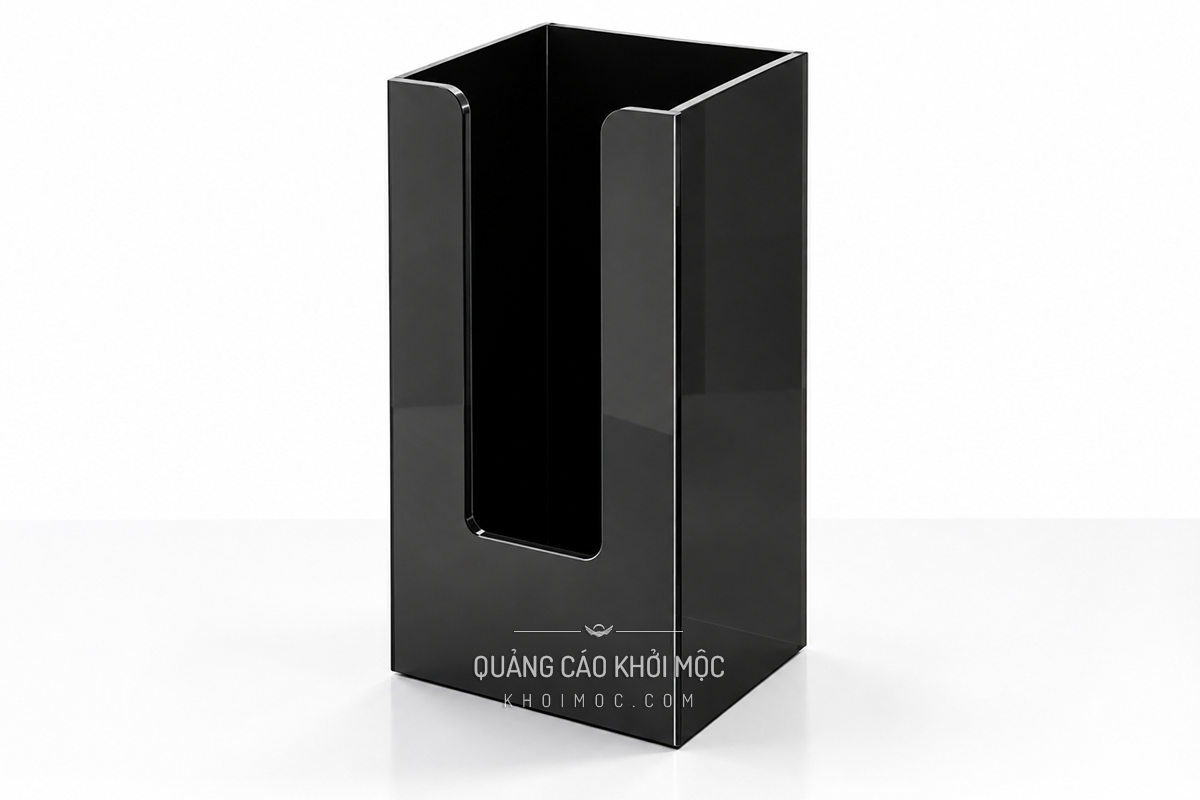 Kệ mica để ly cốc dáng chữ U đơn tại quầy pha chế, ảnh dựng ý tưởng tham khảo